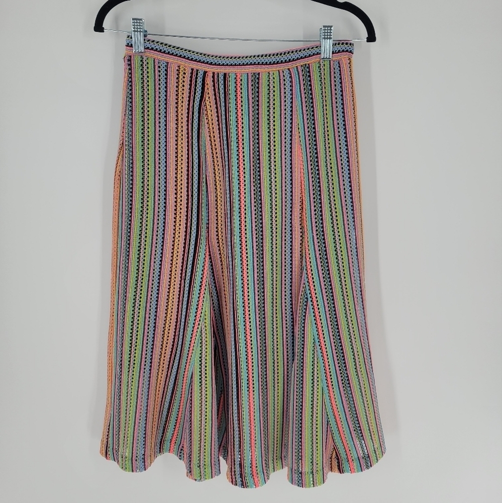 Maeve Women’s Small  Midi Skirt Crochet Neon Spectral‎ Stripe Anthropologie
